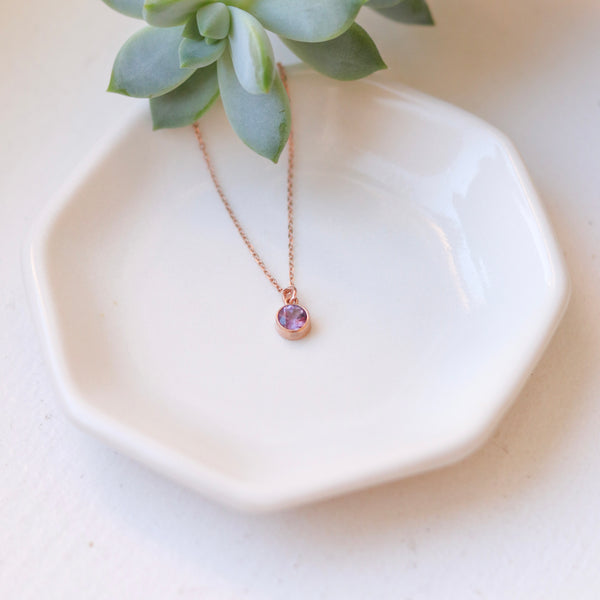 Limited Edition: Solid Rose Gold Montana Amethyst February Birthstone Necklace