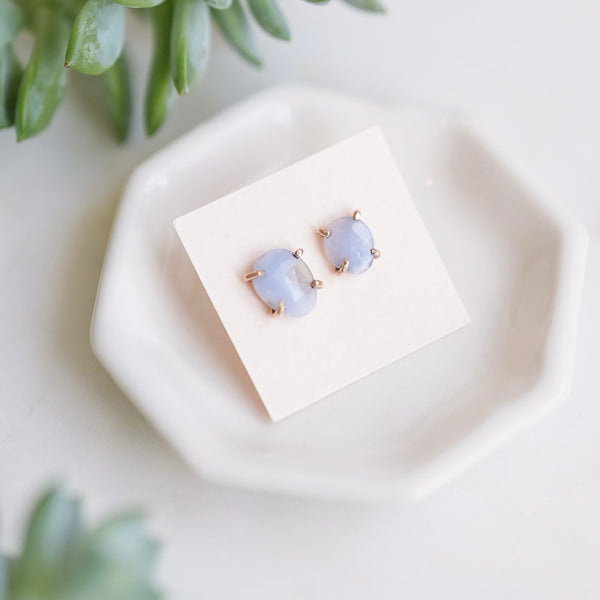 Blue Chalcedony Studs