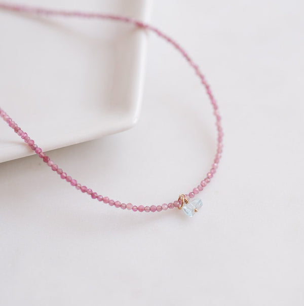 Delicate Pink Tourmaline Beaded Necklace