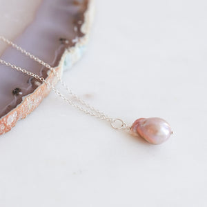 Blush Freshwater Pearl on Sterling Silver Chain