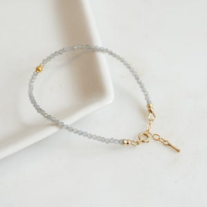 Labradorite Bracelet with 18k solid gold bead