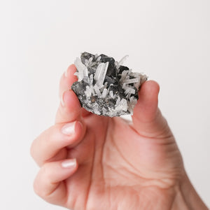 Spiky Galena on Quartz from Peru
