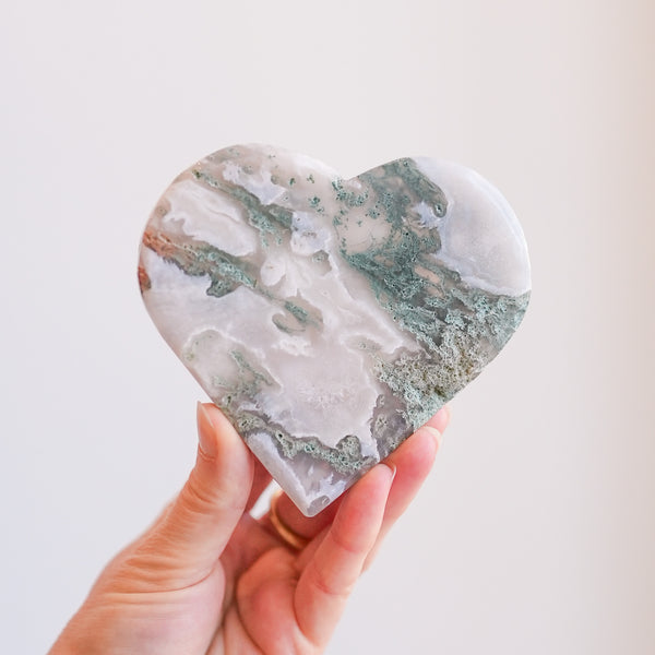 Translucent Moss Agate Heart