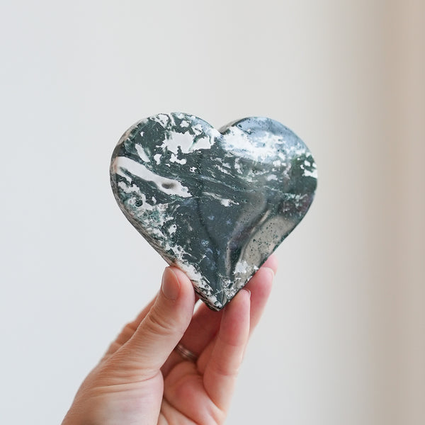 Deep Green Moss Agate Heart