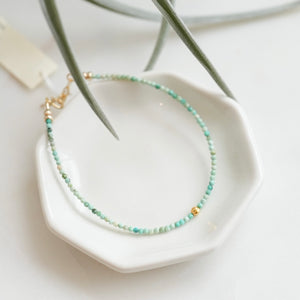Turquoise beaded bracelet with 18k Solid Gold Bead