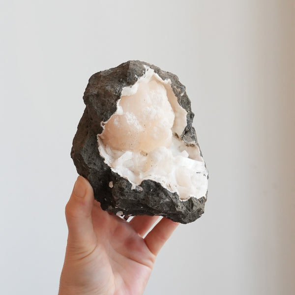 Sparkly Peach Stilbite with Chalcedony from India