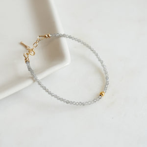 Labradorite Bracelet with 18k solid gold bead