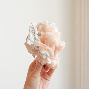 Peachy Stilbite with Apophyllite Gems from India