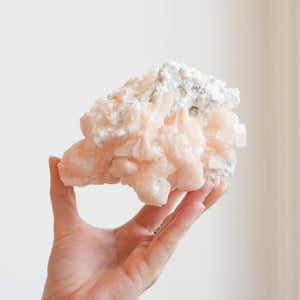Peachy Stilbite with Apophyllite Gems from India