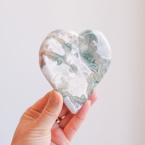 Translucent Moss Agate Heart