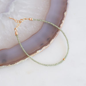 Green Apatite Bracelet with 18k Solid Gold Bead
