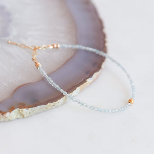 Aquamarine Bracelet with 18k Solid Gold Bead