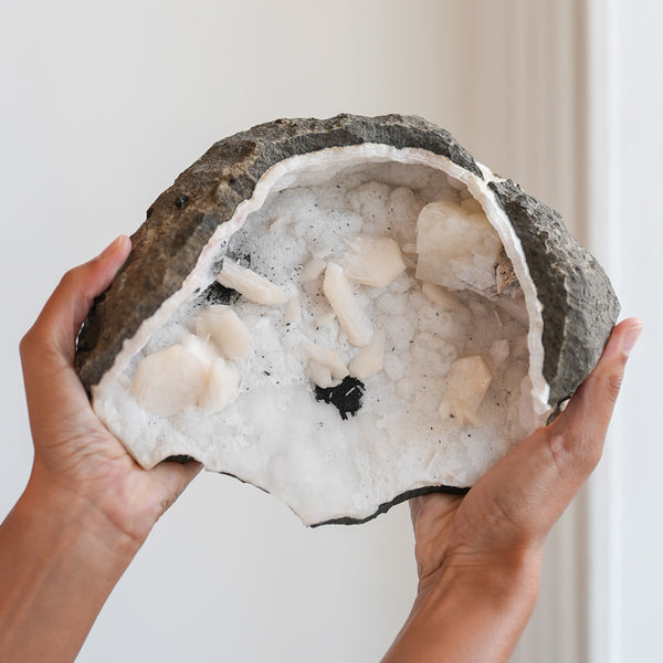 Unique Stilbite with Calcite Geode