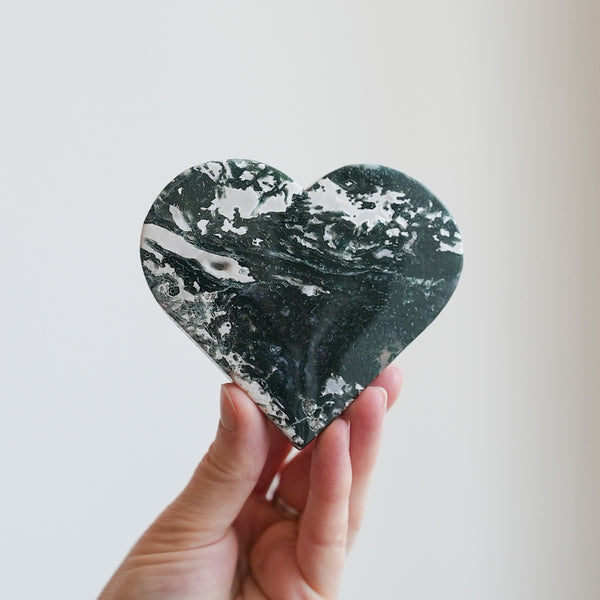 Deep Green Moss Agate Heart
