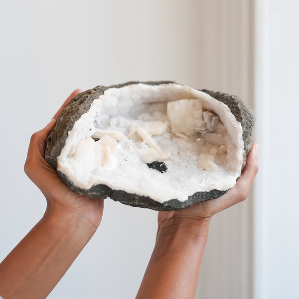 Unique Stilbite with Calcite Geode