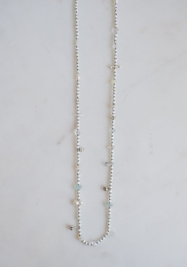 White Howlite Disc Beads with Multi Gemstones Necklace