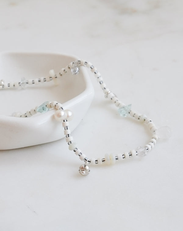 White Howlite Disc Beads with Multi Gemstones Necklace