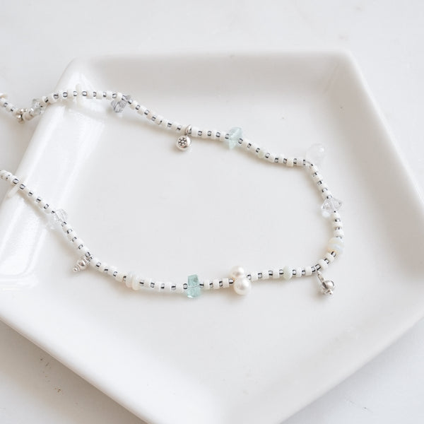 White Howlite Disc Beads with Multi Gemstones Necklace