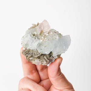 {Rare} Pink Fluorite on Beryl (Aquamarine), Muscovite