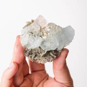 {Rare} Pink Fluorite on Beryl (Aquamarine), Muscovite