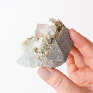 {Rare} Pink Fluorite on Beryl (Aquamarine), Muscovite