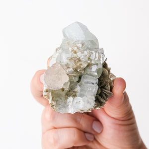 {Rare} Pink Fluorite on Beryl (Aquamarine), Muscovite