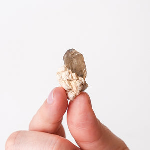 Smoky Quartz on Feldspar