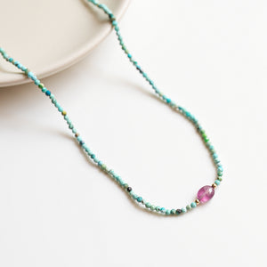 Turquoise and Pink Sapphire Necklace