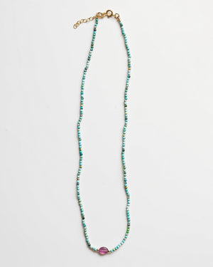 Turquoise and Pink Sapphire Necklace