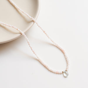Pink Opal and Aquamarine Necklace