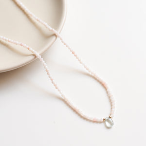 Pink Opal and Aquamarine Necklace