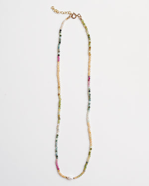 Watermelon Tourmaline with Pearl Necklace