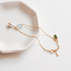 Aquamarine, Pearl & Tourmaline Bracelet