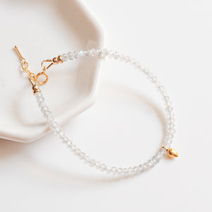 Labradorite Bracelet with 18k Solid Gold Charm