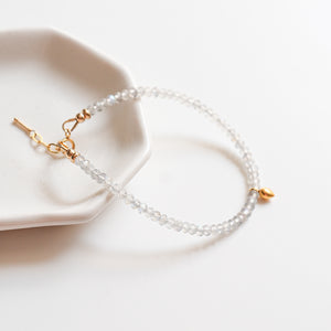 Labradorite Bracelet with 18k Solid Gold Charm