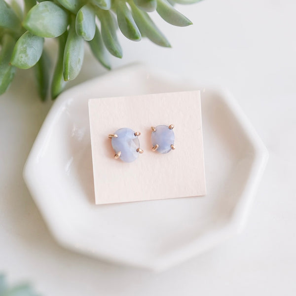 Blue Chalcedony Studs