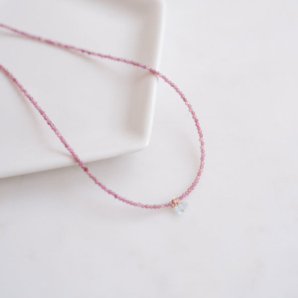 Delicate Pink Tourmaline Beaded Necklace