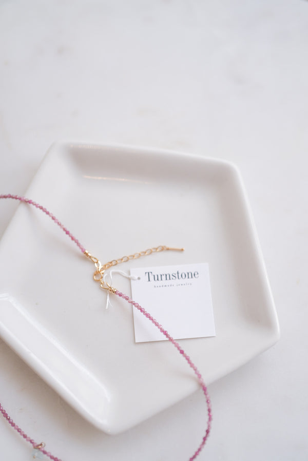 Delicate Pink Tourmaline Beaded Necklace