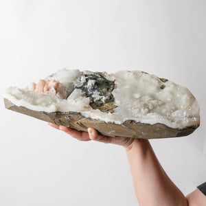 Unique Apophyllite, Stilbite on Quartz Slab