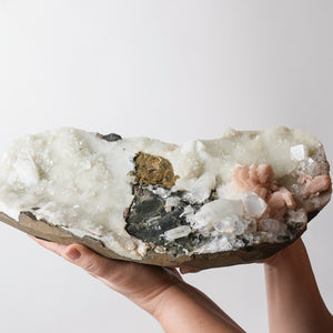 Unique Apophyllite, Stilbite on Quartz Slab