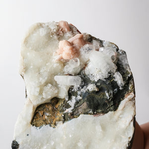 Unique Apophyllite, Stilbite on Quartz Slab