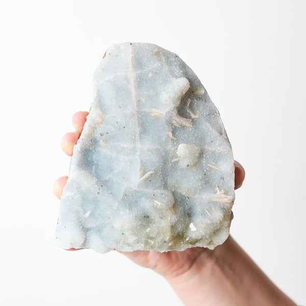 Blue Druzy Quartz with Stilbite