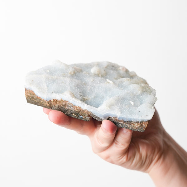 Blue Druzy Quartz with Stilbite