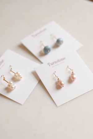 Blue Opal and Raw Diamond Earrings