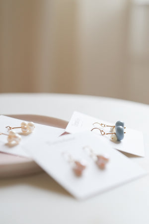 Blue Opal and Raw Diamond Earrings