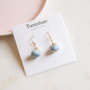 Blue Opal and Raw Diamond Earrings