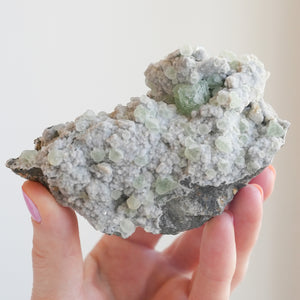 Druzy Calcite with Green Fluorite