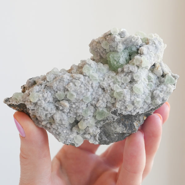 Druzy Calcite with Green Fluorite