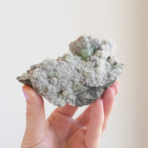 Druzy Calcite with Green Fluorite