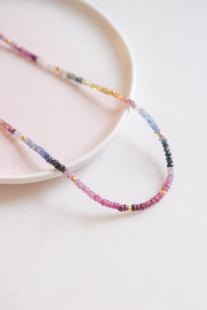 Rainbow Sapphire Gemstone Necklace - Moon Cycle